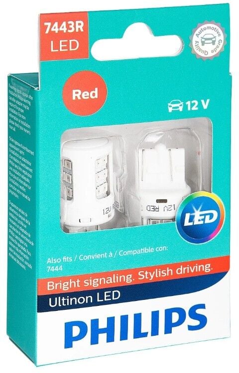 Philips Ultinon LED 7443R Red Car Signaling Bulb, 2-Pk