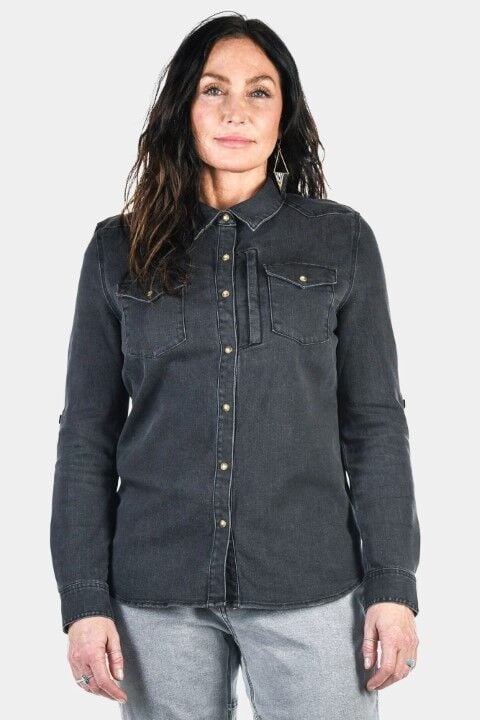 Dovetail Workwear Women's Zeller DX Work Shirt in Black Denim
