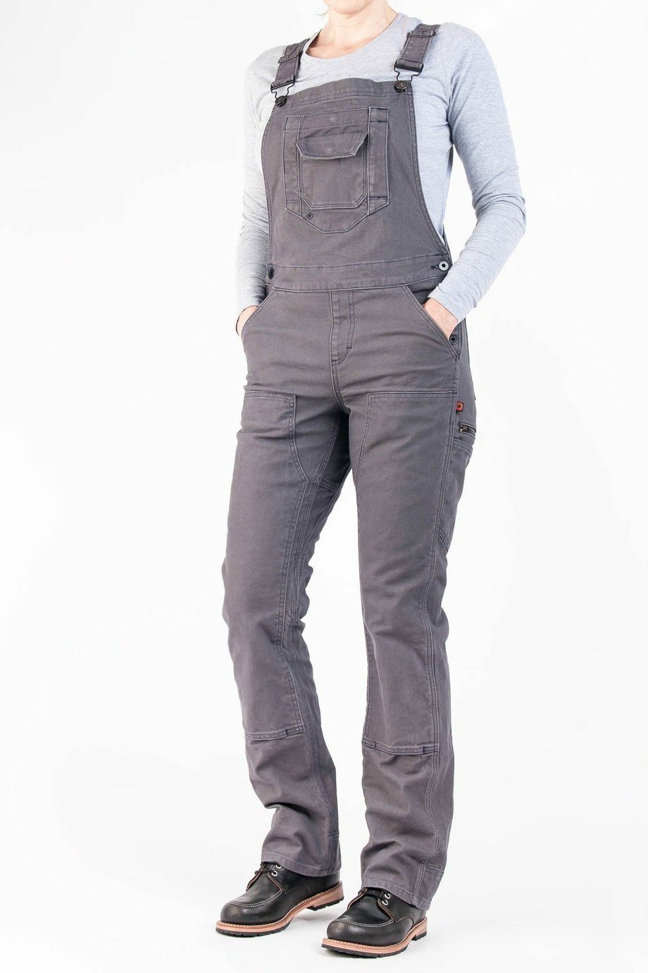 Freshley Overall in Gray Stretch Canvas