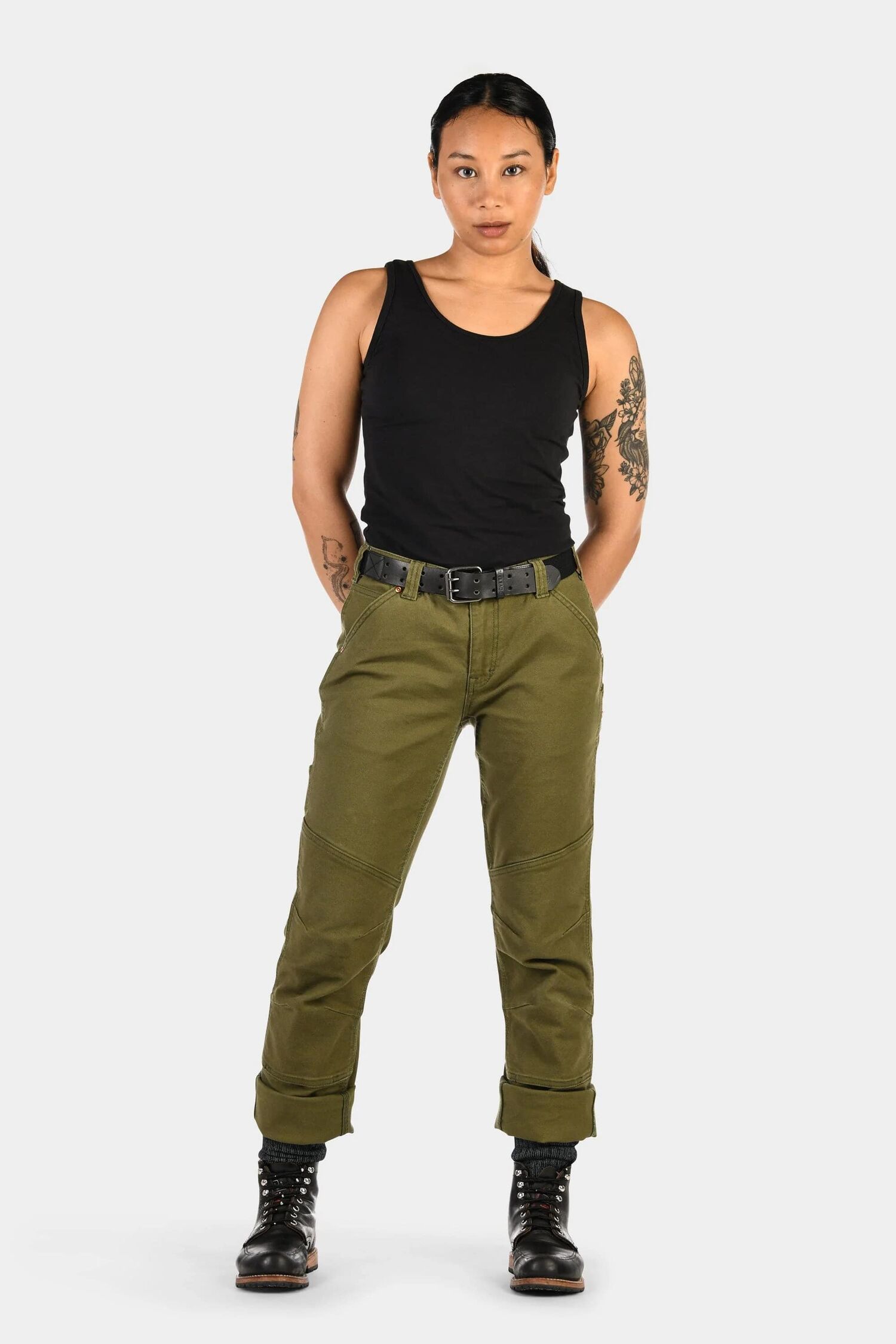 Dovetail Workwear Women's GO TO Stretch Canvas Pant in Kelp Green