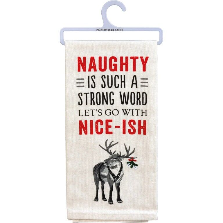 Primitives By Kathy Naughty Let's Go With Niceish Kitchen Towel, 18-In x 26-In