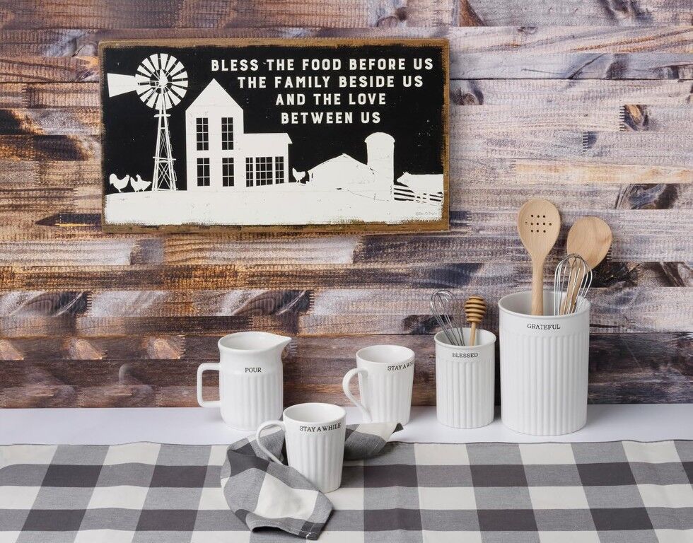 Primitives By Kathy Bless The Food Before Us Home Decor Sign