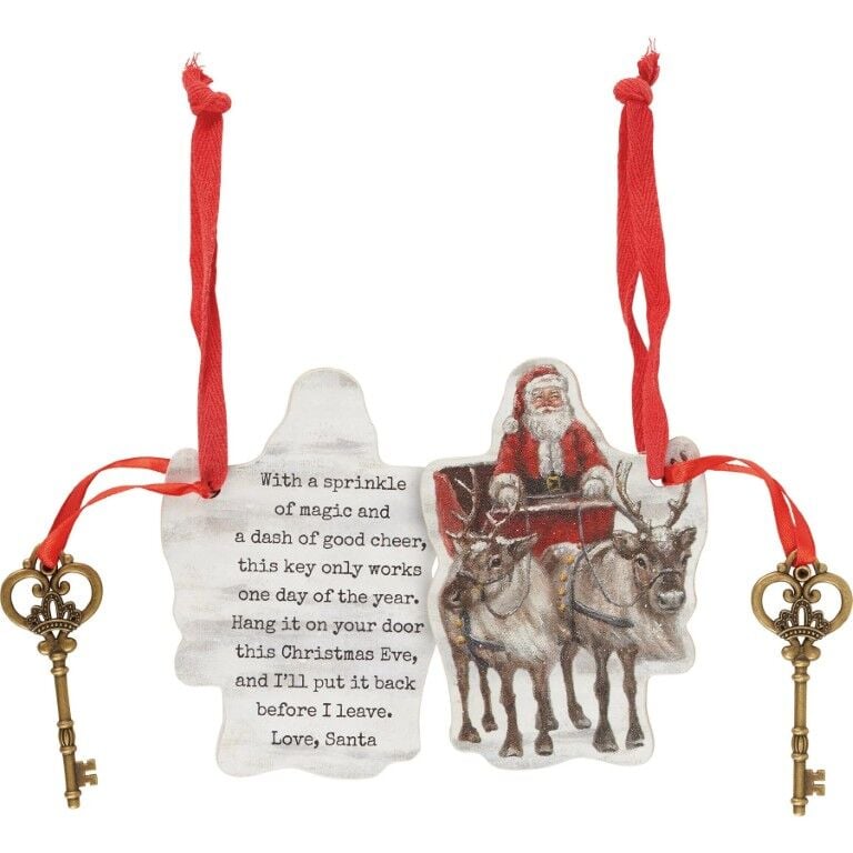 Primitives By Kathy Santa's Sleigh Key Ornament