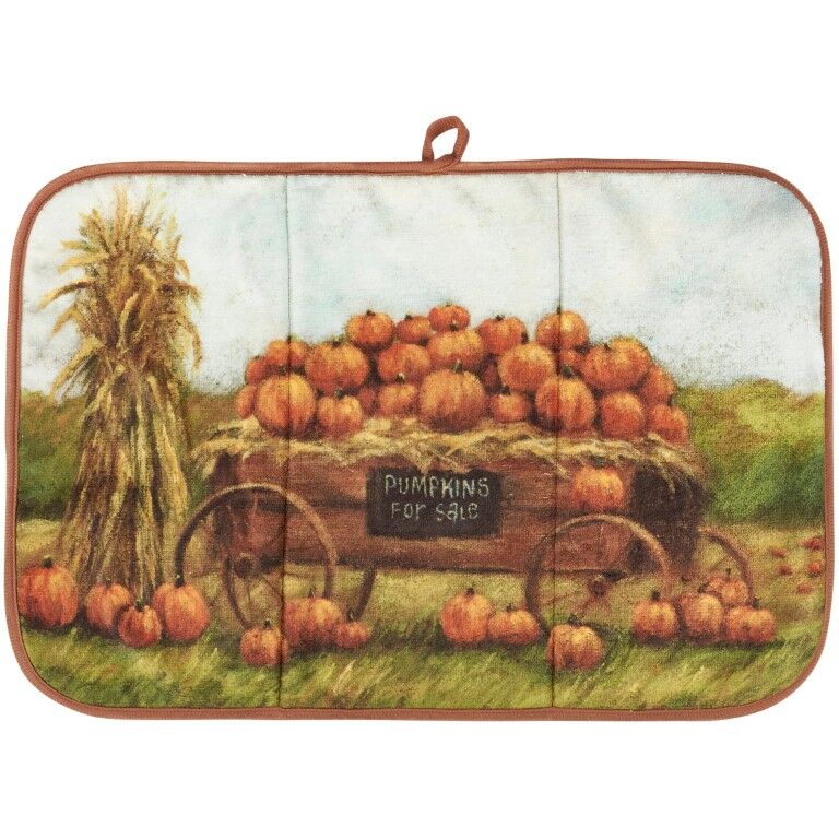 Primitives By Kathy Pumpkin Wagon Drying Mat, 21-In x 14-In