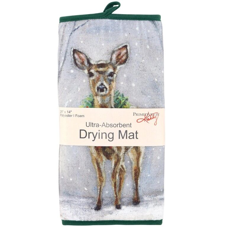 Primitives By Kathy Snowy Deer Drying Mat, 21-In x 14-In