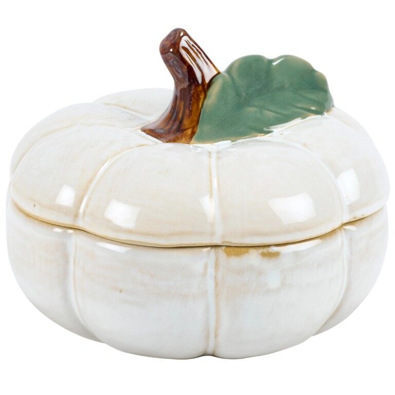 Primitives By Kathy White Pumpkin Cookie Jar, 7 1/4-In x 5 1/2-In x 7 1/4-In