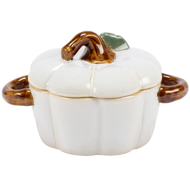 Primitives By Kathy White Pumpkin Treat Jar, 8-In x 5-In x 6-In