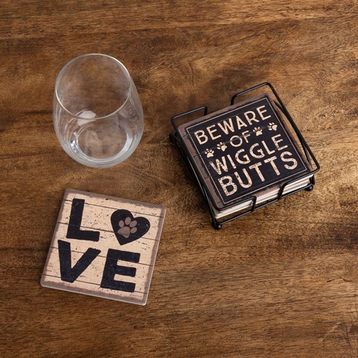 "Love and a Dog" Stoneware Coasters
