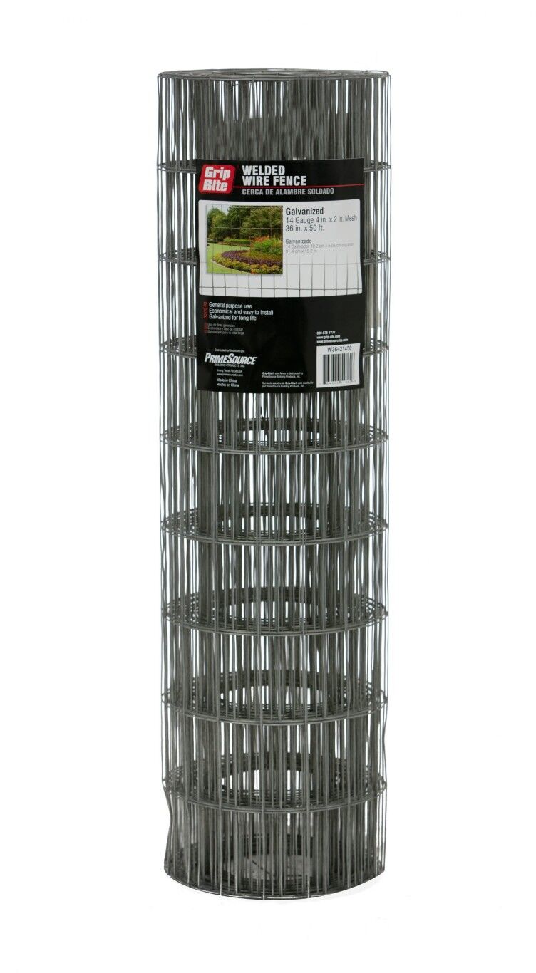 Grip Rite 14-Gauge 1-In X 2-In Welded Wire Fence, 36-In X 50-Ft