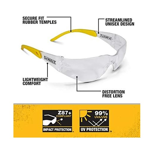 DeWALT Lightweight Protective Safety Glasses with Wraparound Frame