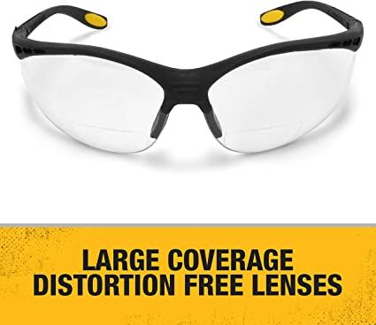 DeWALT Reinforcer Protective Safety Glasses, 1.0 Rx-Bifocal Lens, Clear