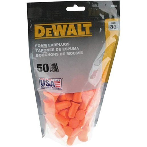 DeWALT Orange Foam Earplugs, 50 Pair