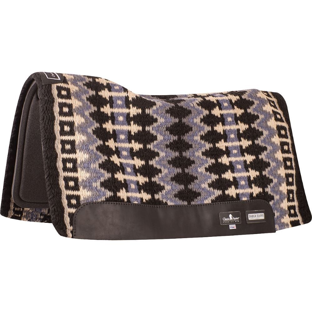 Classic Equine Black/Blue Shock Guard Blanket Top Saddle Pad, 34-In x 38-In x 3/4-In