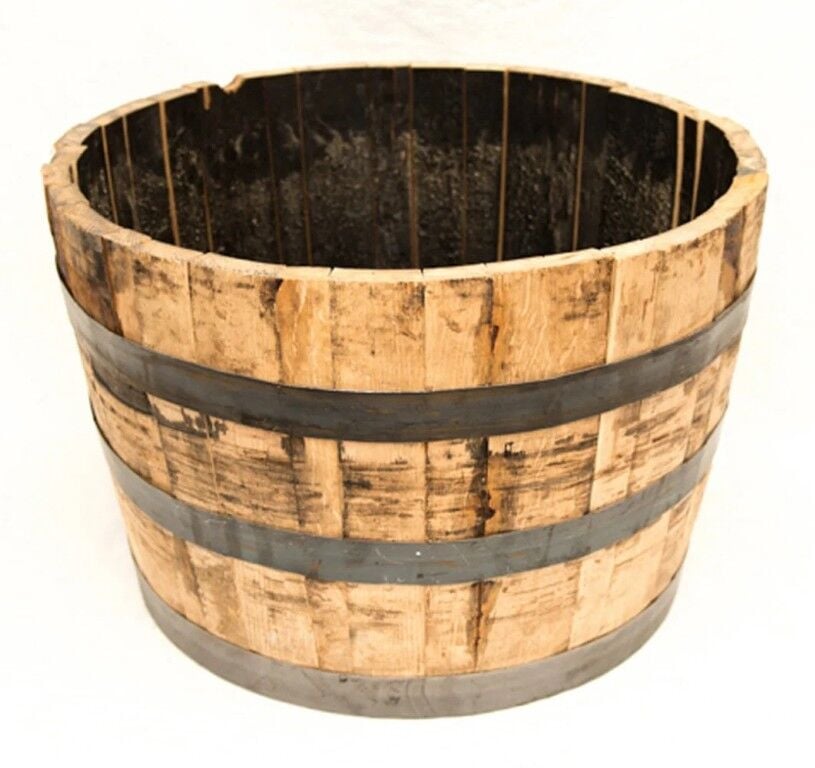 Half Oak Barrel Planter, 26-In x 18-In x 26-In