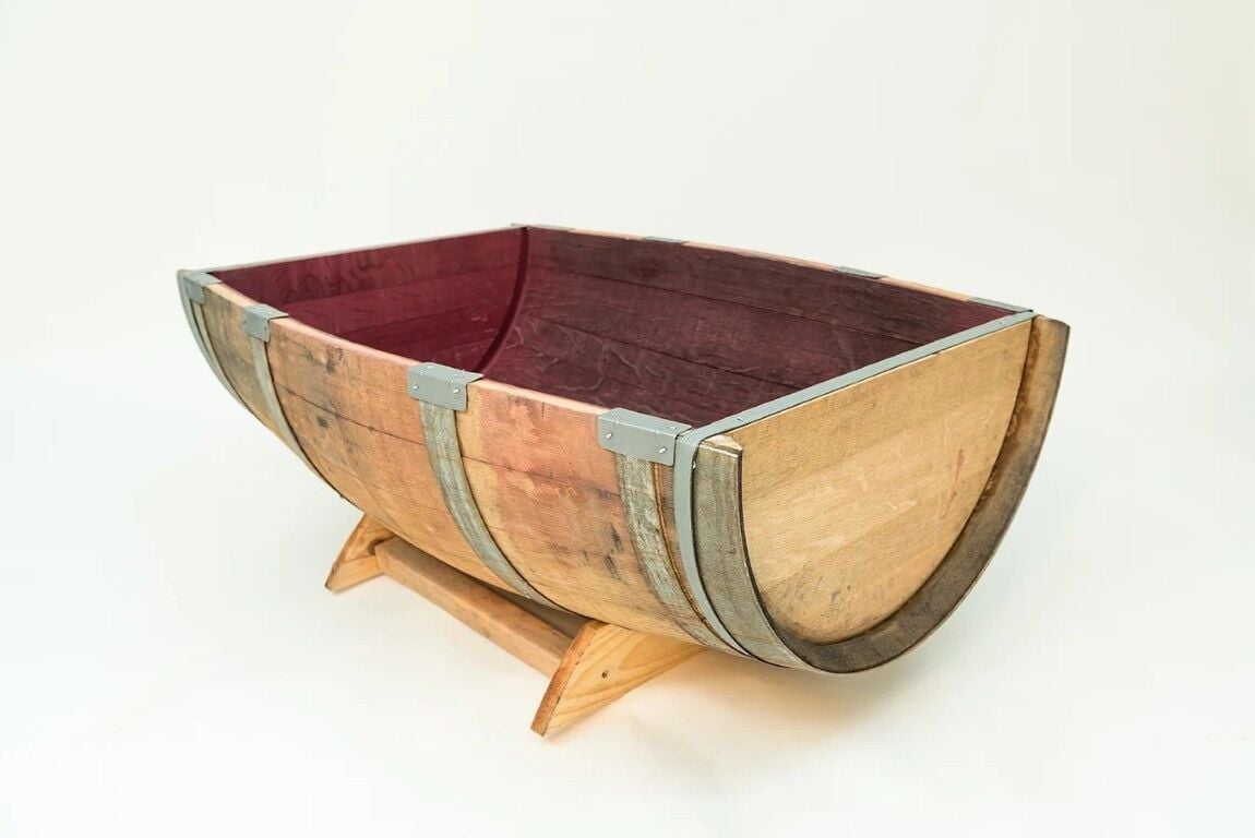 Real Wood Products Half Oak Barrel Garden Planter, 26-In x 35-In x 15-In