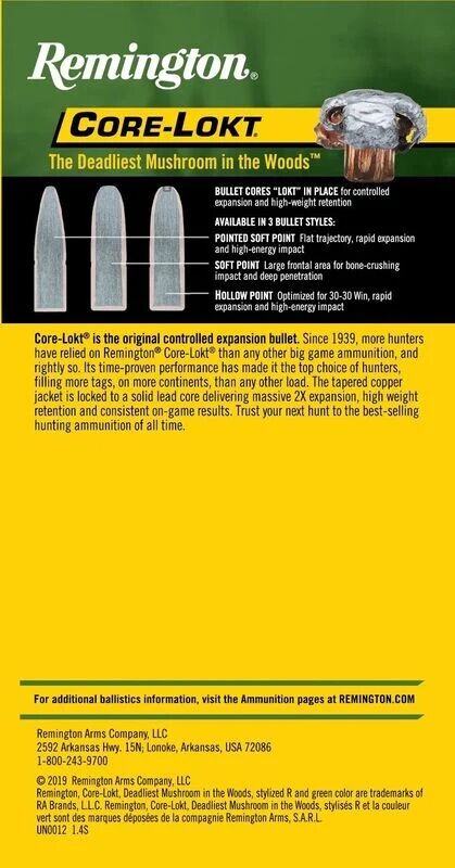 Remington Core-Lokt .243 Win, 100 Grain Pointed Soft Point Rifle Ammo, 20-Rd