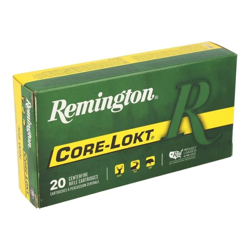 Remington Core-Lokt .308 Win, 150 Grain Pointed Soft Point Rifle Ammo, 20-Rd