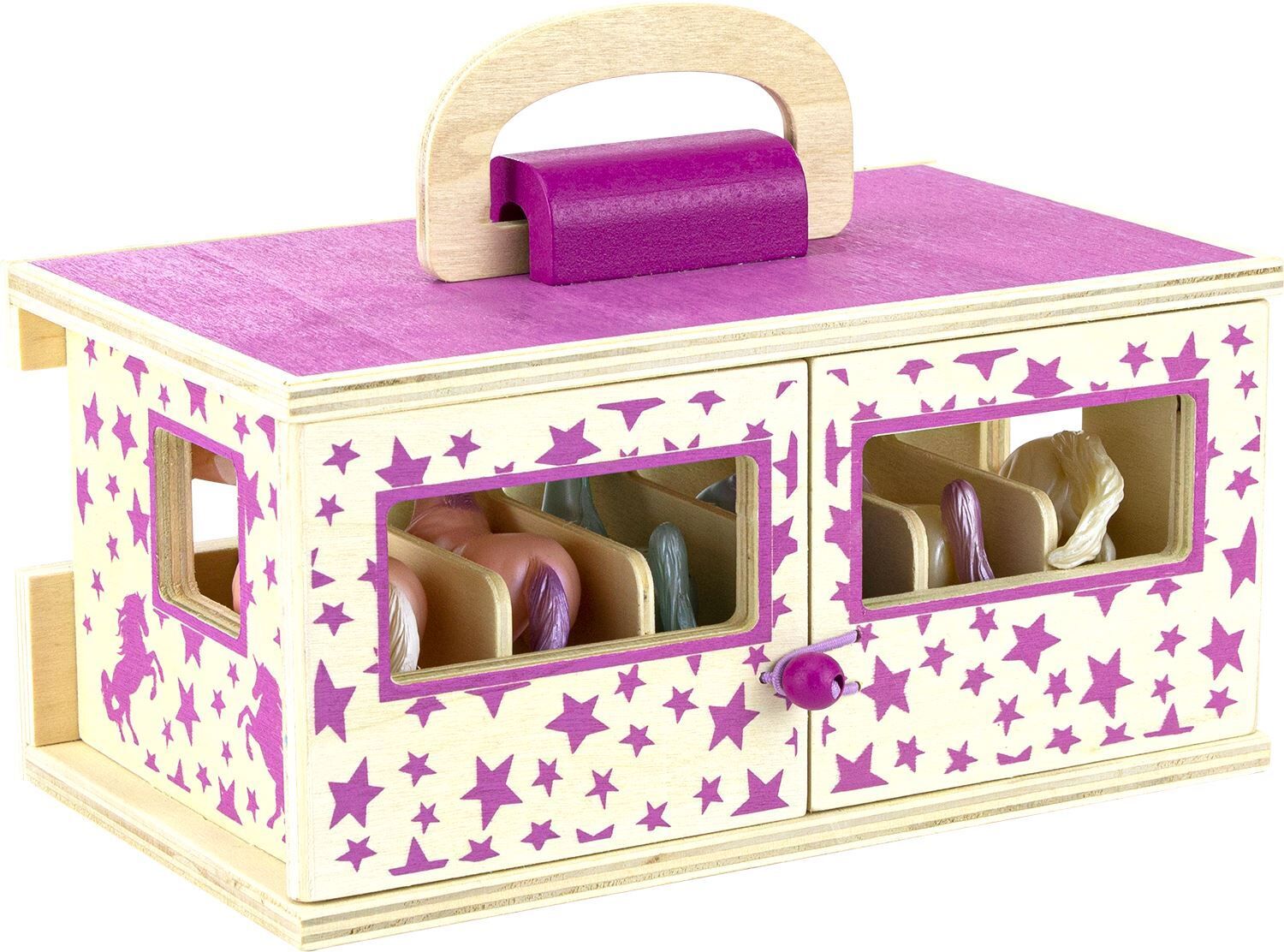 Unicorn Magic Wood Carry Stable With 6 Unicorns