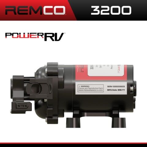 Remco Power RV 3200 Fresh Water Pump, 12-V, 3.2-GPM, 45-PSI, 3/4-In QA Port