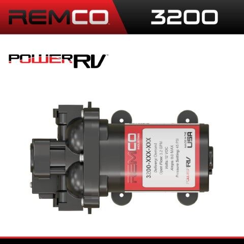 Remco Power RV 3200 Fresh Water Pump, 12-V, 3.2-GPM, 45-PSI, 3/4-In QA Port