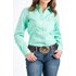 Womens Solid Green Button-down Western Shirt