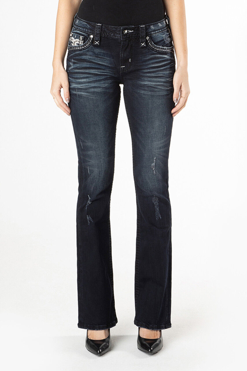 Rock Revival Women's Carose B203 Bootcut Jean in Dark Blue