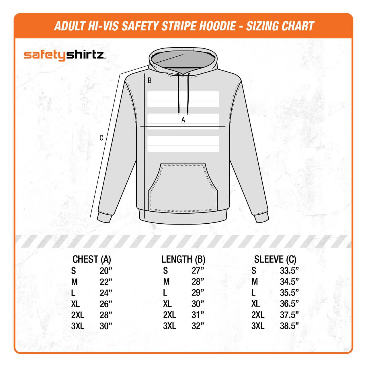 SafetyShirtz Men's Basic Hi-Vis Safety Stripe Hoodie