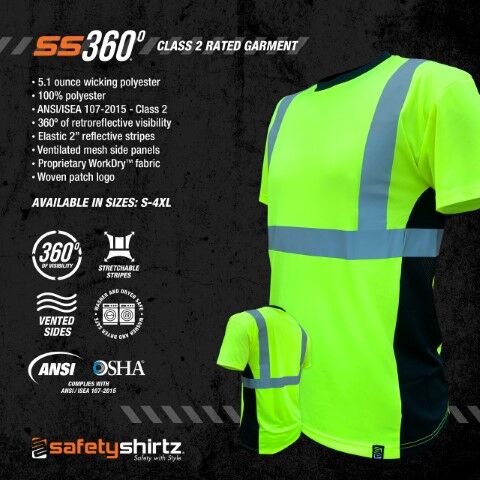 SafetyShirtz Men's SS360° Basic Class 2 Type R Reflective Safety Shirt