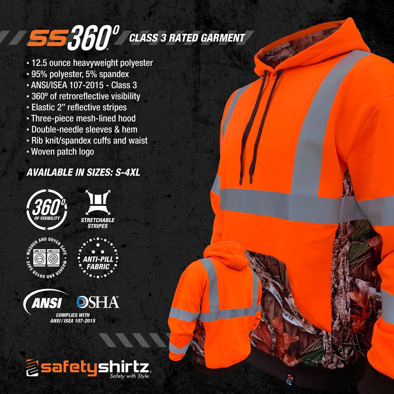 SafetyShirtz Men's SS360º ANSI Class 3 Safety Hoodie