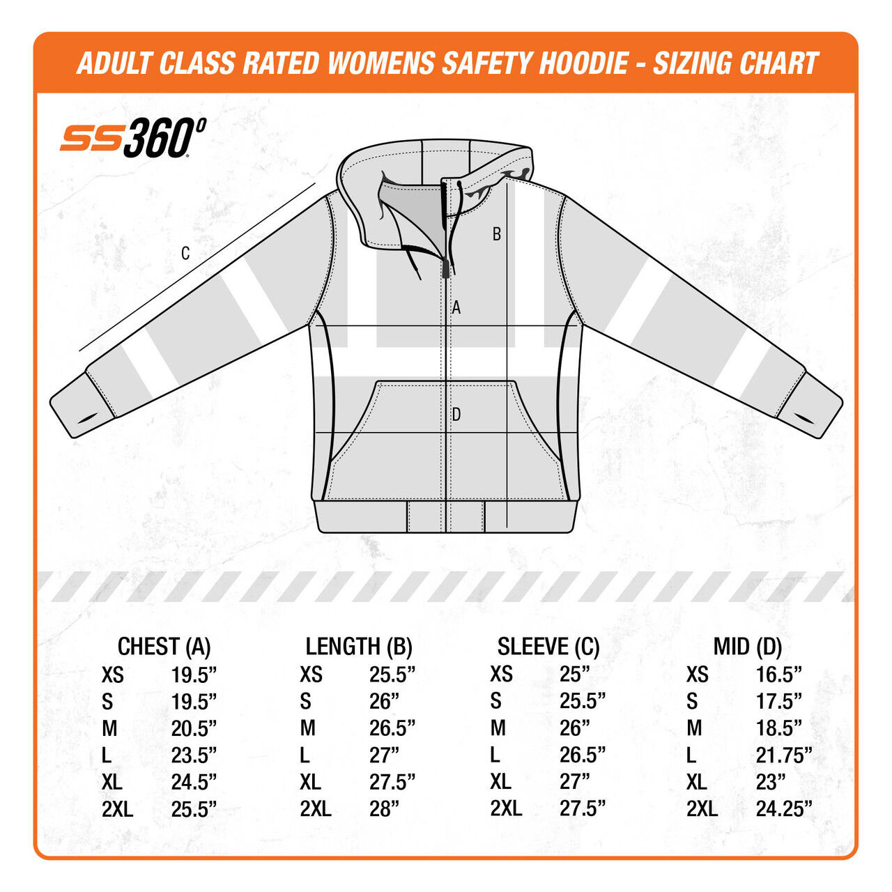 SafetyShirtz Women's SS360° American Grit Class 3 Type-R Reflective Safety Hoodie