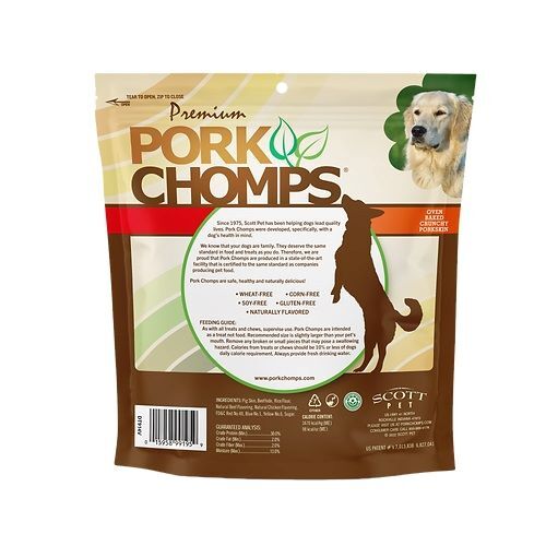 Pork Chomps Assorted Natural, Beef & Chicken Flavor Crunchy Bone, 4-In, 18-Ct