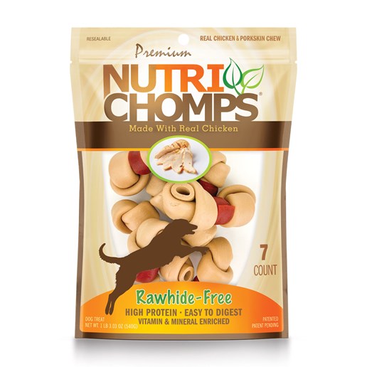 NutriChomps Dog Chews, 4-In Knotted Bones, Wrapped with Real Chicken, 7-Ct