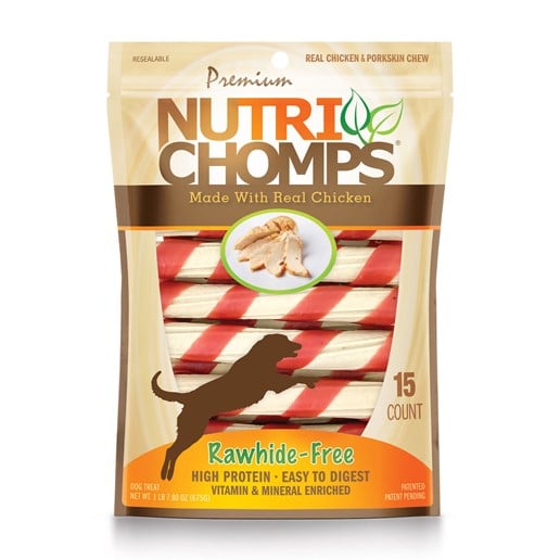 NutriChomps Dog Chews, 6-In Twist, Wrapped with Real Chicken, 15-Ct