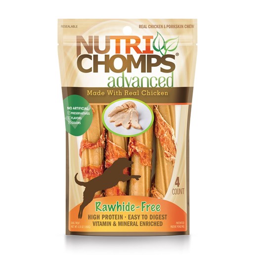 NutriChomps Advanced Dog Chews with Real Chicken, 6-In Twists, 4-Ct