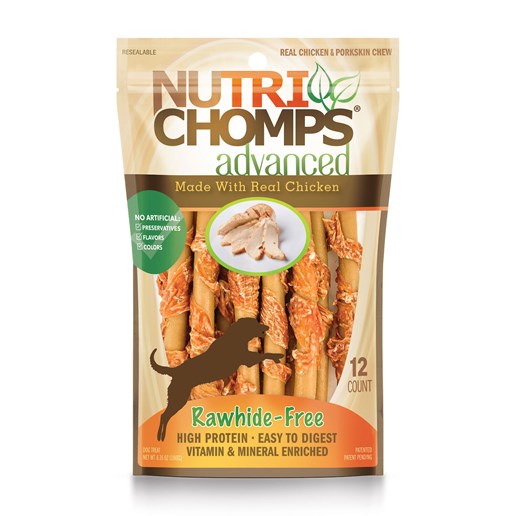 NutriChomps Advanced Dog Chews with Real Chicken, 6-In Mini Twists, 12-Ct