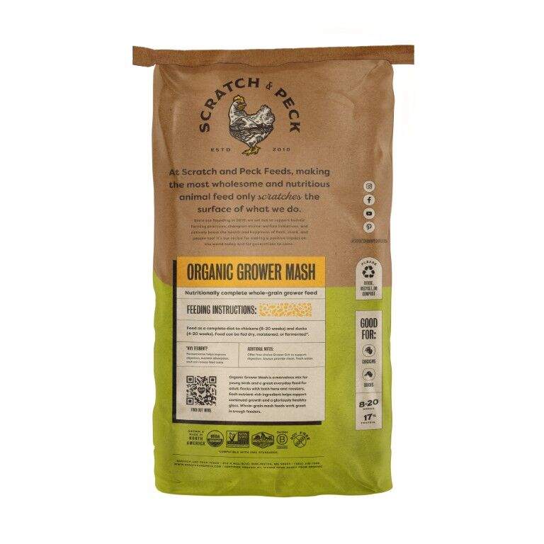 Scratch & Peck Feeds Organic Grower Mash, 40-Lb