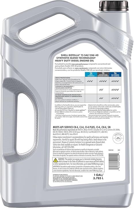 Shell Rotella T5 15W-40 Synthetic Blend Diesel Oil, 1-Gal