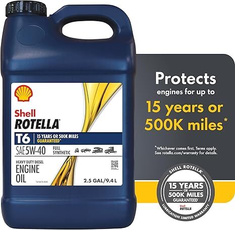 Shell Rotella T6 Full Synthetic 5W-40 Diesel Engine Oil, 2.5-Gal