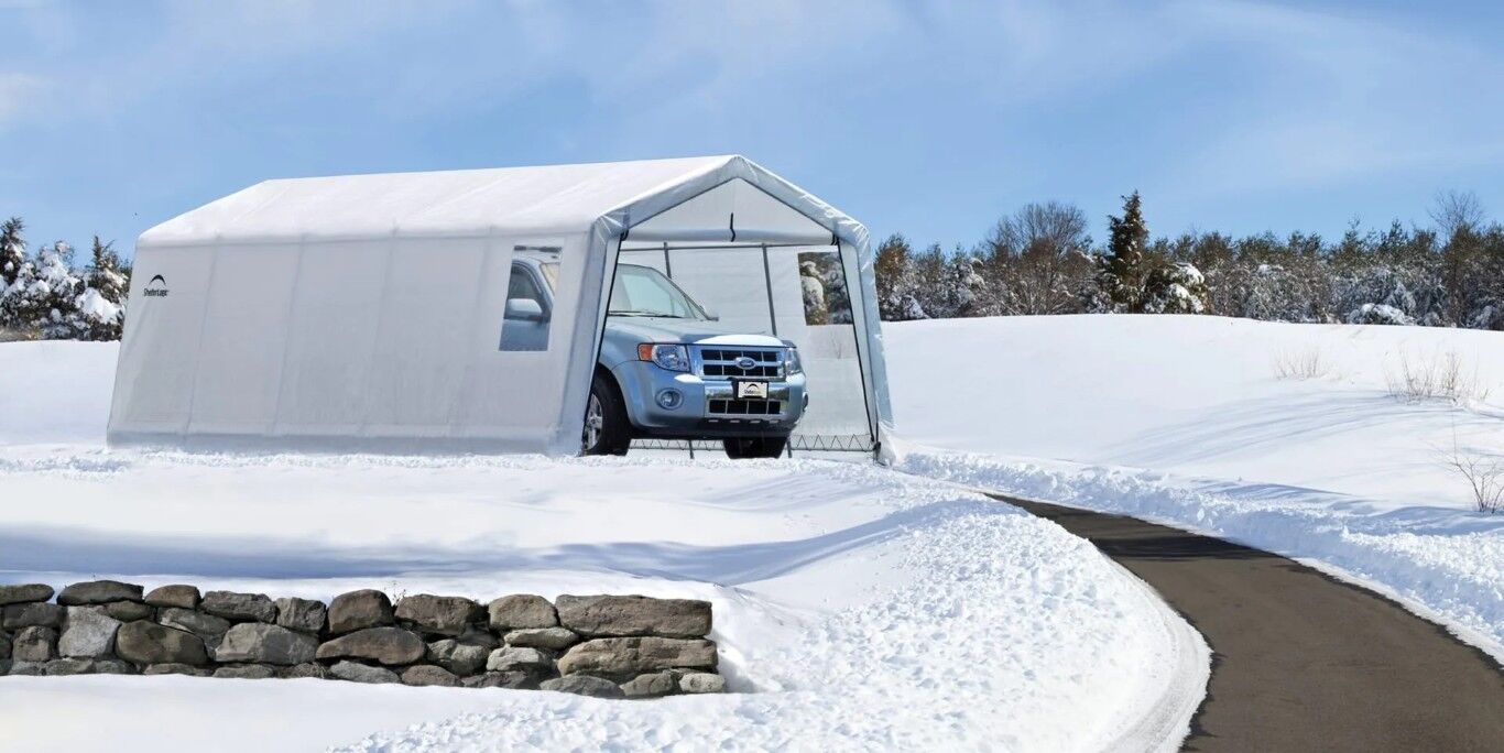 ShelterLogic White Northern Peak Garage Shelter, 11-Ft x 20-Ft x 8-Ft