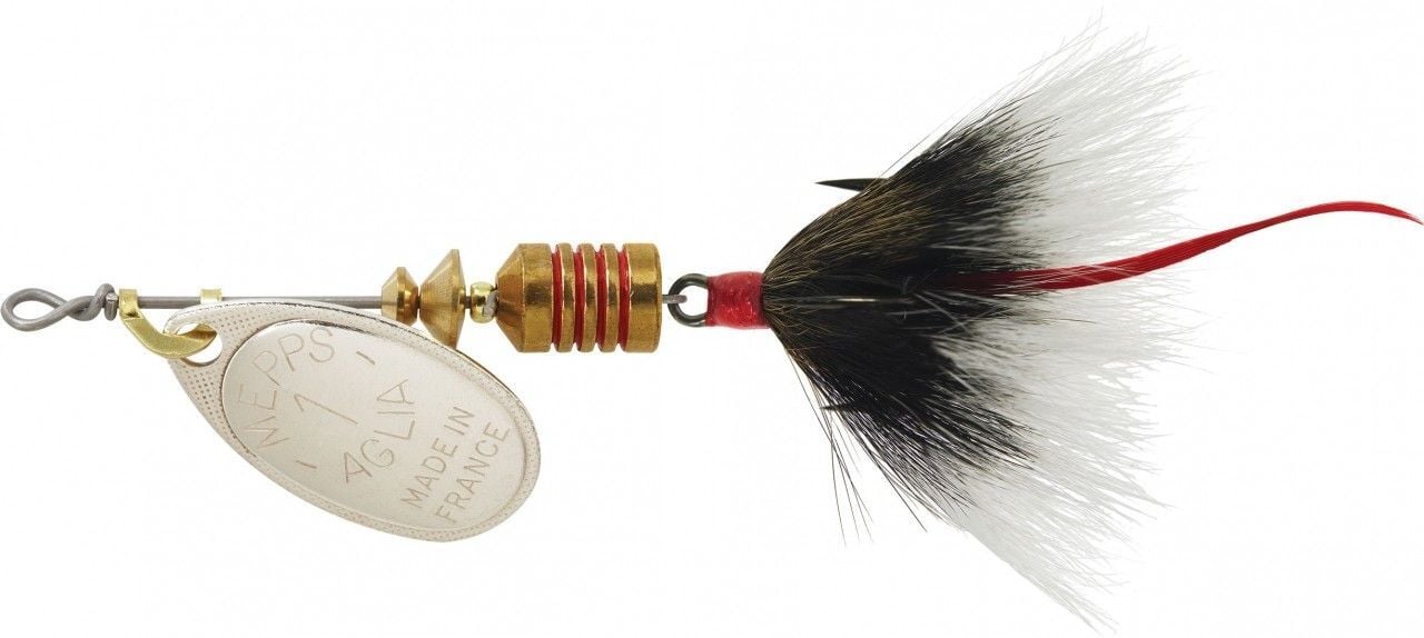 Mepps Dressed Aglia Silver/Grey Spinner, 1/8-Oz