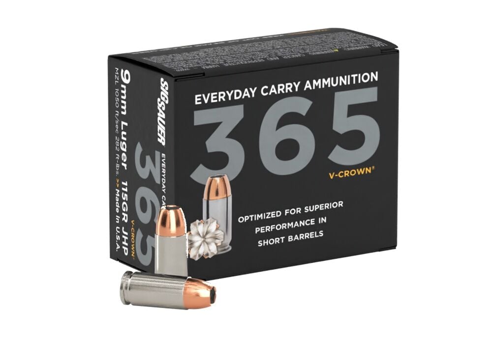 Sig Sauer 365 Elite V-Crown 9mm, 115 Grain Jacketed Hollow Point Pistol Ammo, 20-Rd