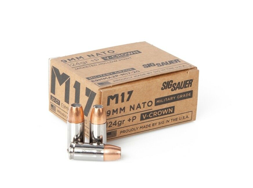 9 mm +P 124 grain Elite V-Crown M17 JHP Box 20
