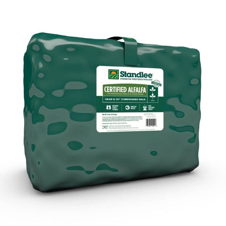 Standlee Premium Western Forage Certified Alfalfa Grab & Go Compressed Hay Bale, 50-Lb