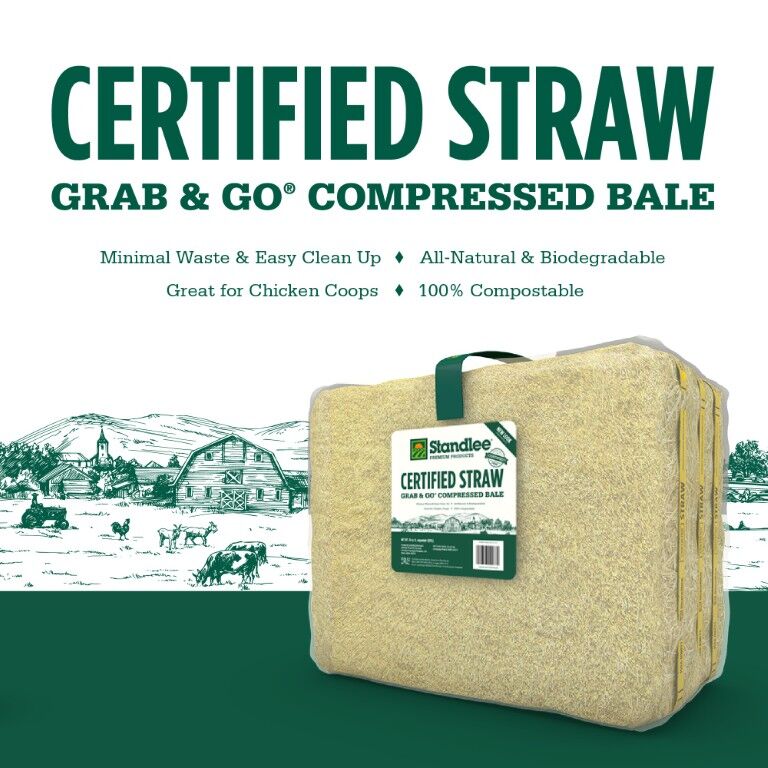 Standlee Premium Products Certified Straw Grab & Go Compressed Bale Animal Bedding, 3.6-Cu Ft