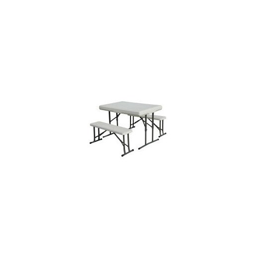 Folding Table with Bench Seats White 44 x 26 x 28"