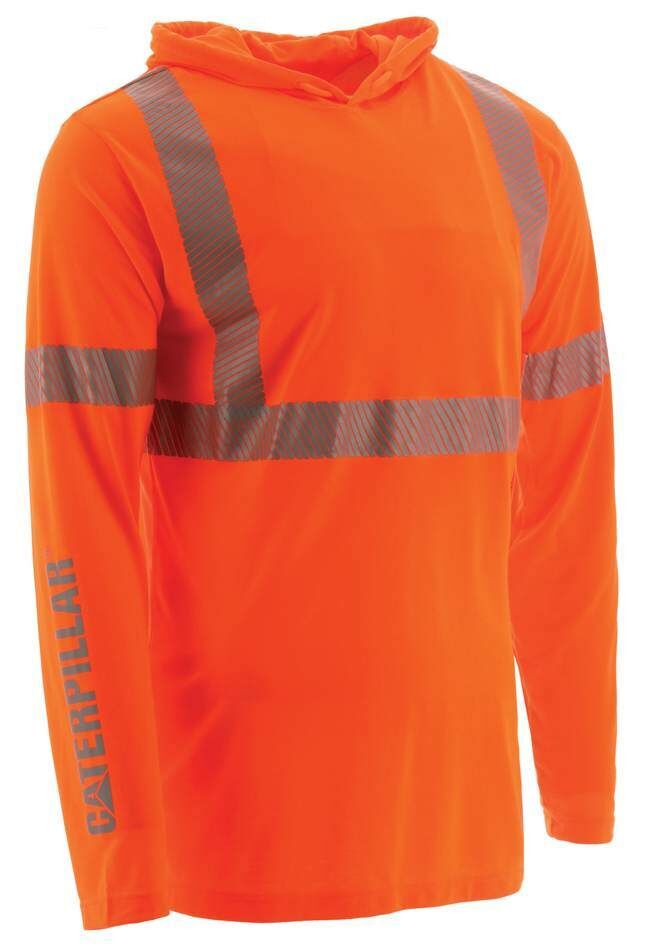 CAT Men's High Visibility Hooded Banner Long Sleeve Tee