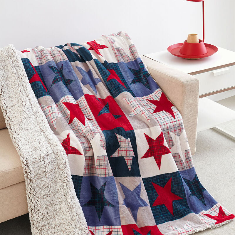Dream Theory Americana Velvet To Sherpa Throw, 50-In x 60-In