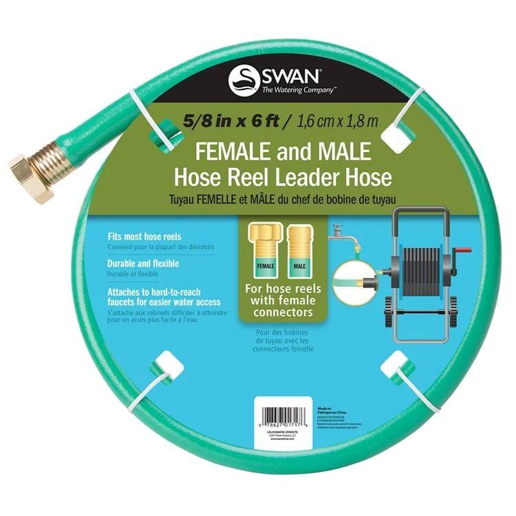 Swan Female And Male Hose Reel Leader Hose, 300 PSI, 5/8-In x 6-Ft