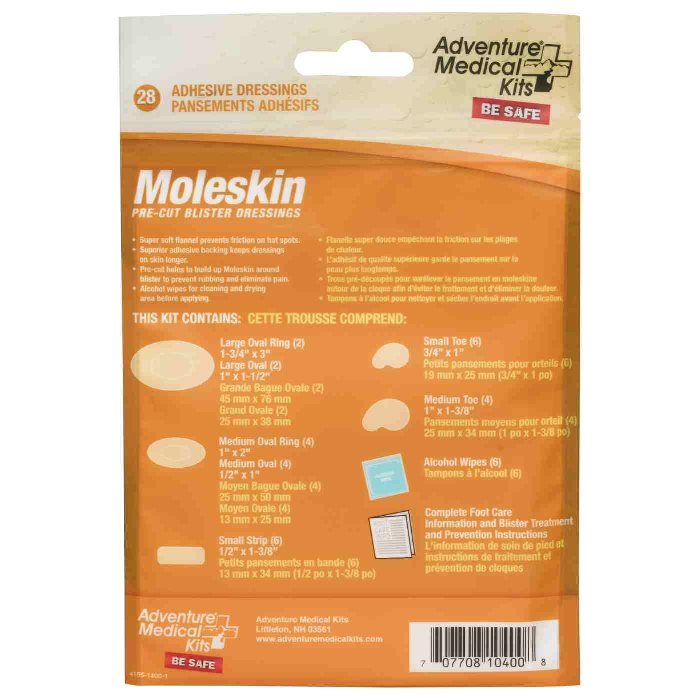 Adventure Medical Kits Pre-Cut And Shaped Moleskin, 28-Ct