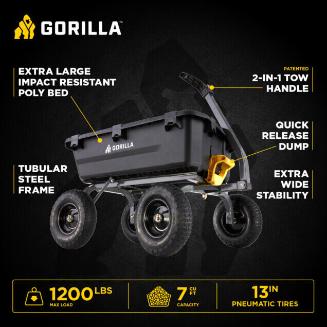 Gorilla Carts 7-Cu Ft Heavy Duty Poly Dump Cart